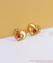 Trendy Heart Design Gold Stud Earring With Ad Stone ER3110 Trendy Heart Design Gold Stud Earring With Ad Stone ER3110