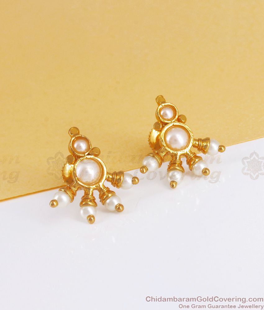 Latest Gold Pearl Stud Earring South Indian Jewelry ER3111