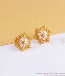 Elegant White Stone Gold Stud Earring Regular Use ER3113 Elegant White Stone Gold Stud Earring Regular Use ER3113