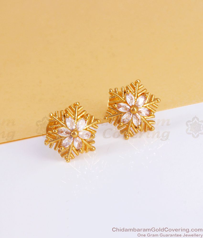 Elegant White Stone Gold Stud Earring Regular Use ER3113