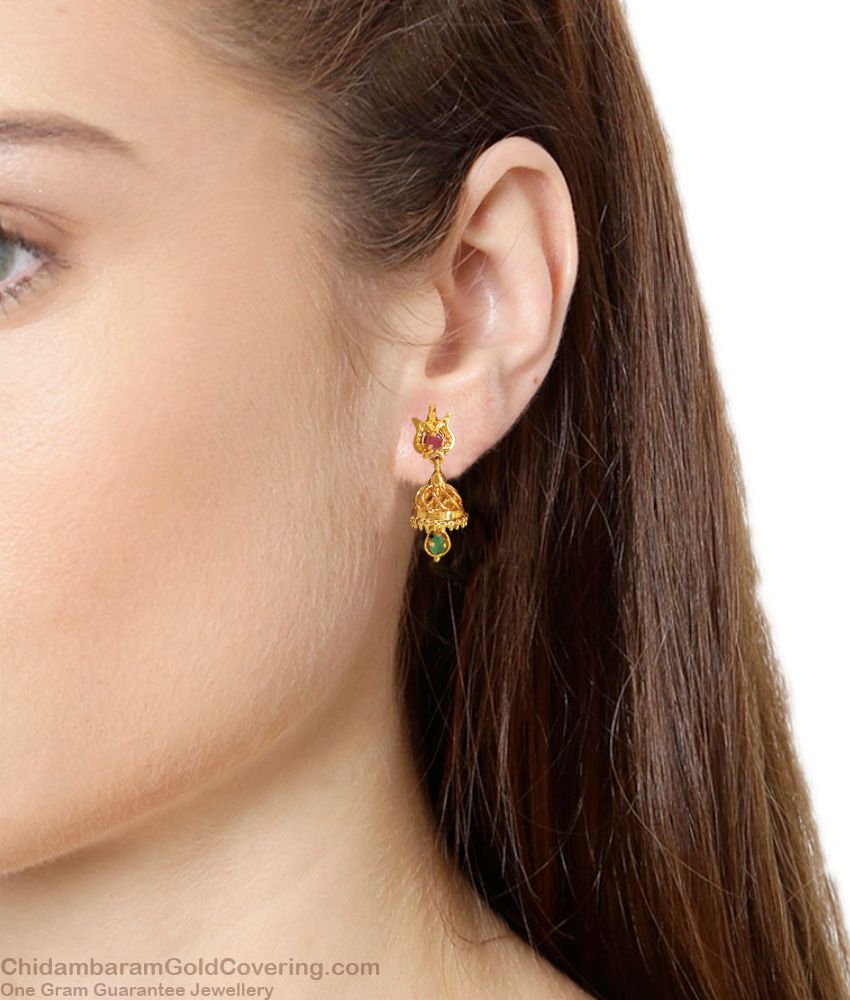 Daily Wear Gold Jhumki Earring At Reasonable Price ER3118