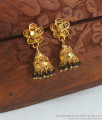 Regular Black Beaded Jhumka Earring Gold Plated Jewelry ER3120