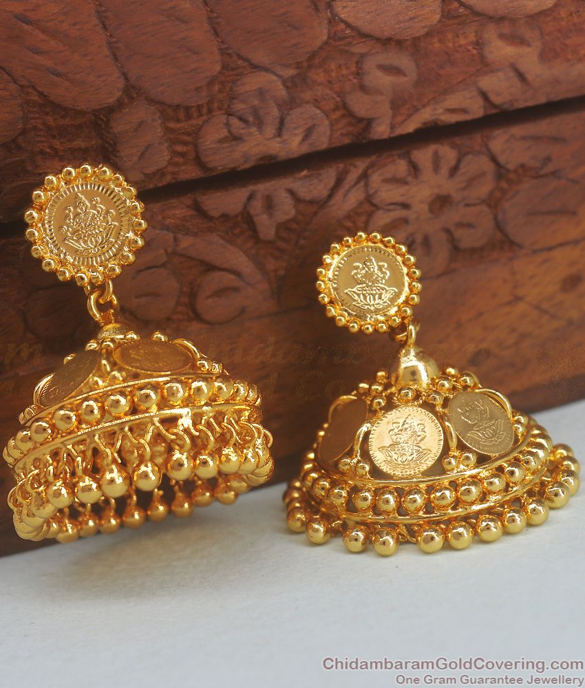 Trendy Gold Lakshmi kasu Jhumki Earring Shop Online ER3127