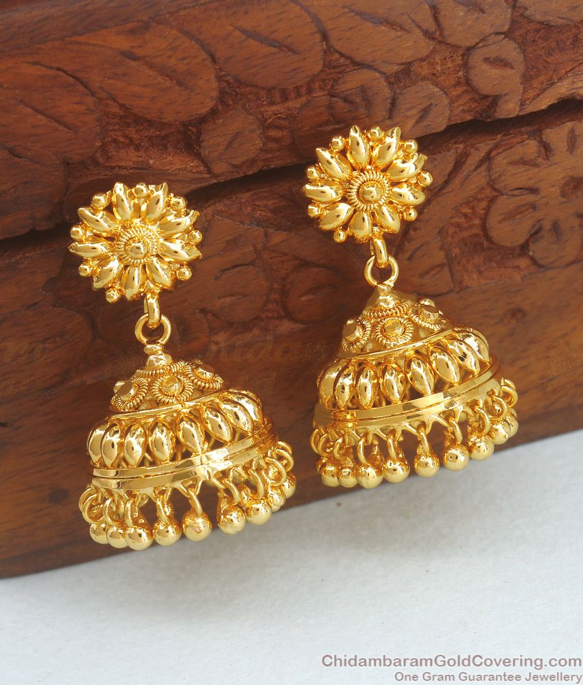 Latest 1 Gram Gold Jhumka Flower Design Earring Collection ER3136