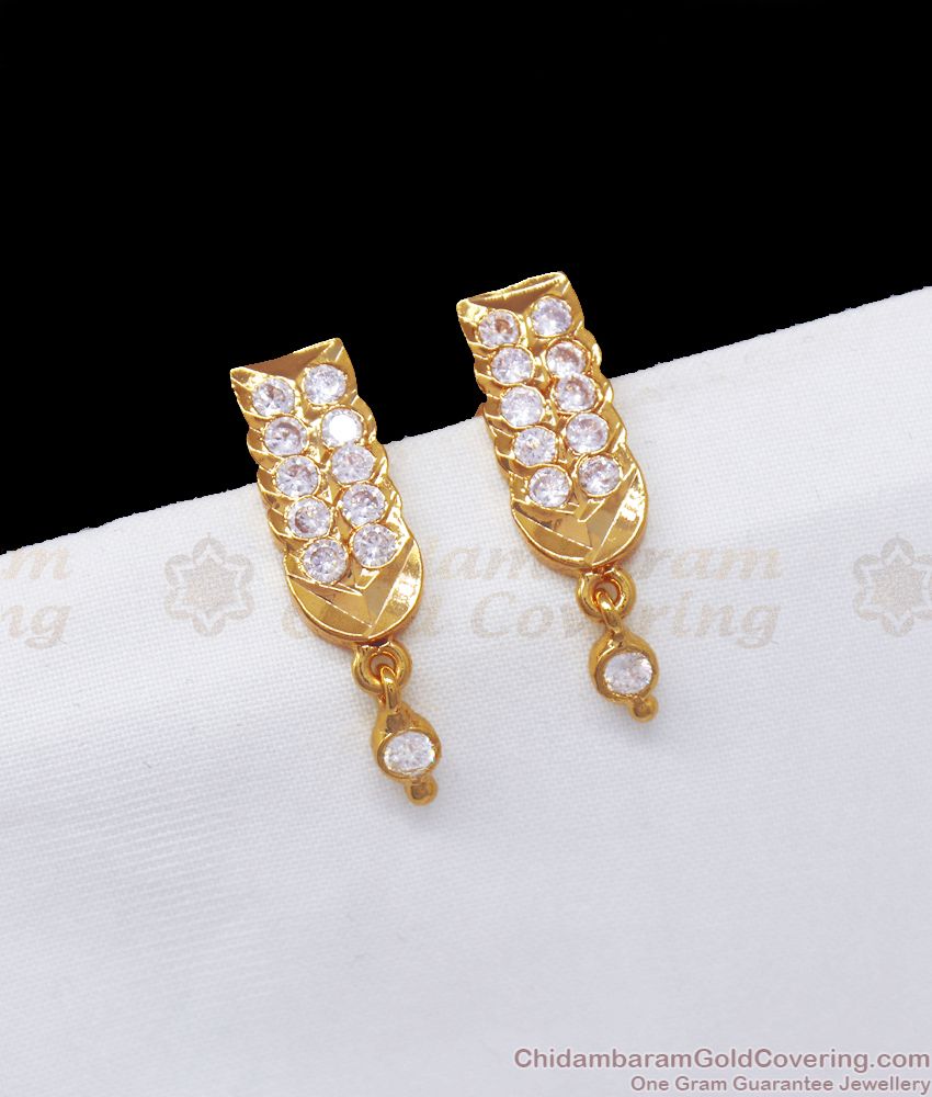 Buy Online 5 Meal Impon Stud Earring White Stone ER3147