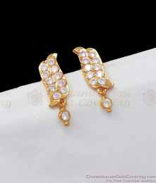 White Gati Stone Impon Earring Stud Collections ER3148  White Gati Stone Impon Earring Stud Collections ER3148