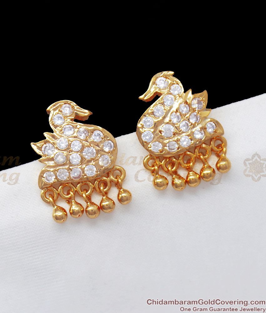 Beautiful Swan Model Impon Stud With Full White Stone Earring ER3158