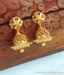 Latest Gold Plated Jhumki With Hanging Beads ER3170 Latest Gold Plated Jhumki With Hanging Beads ER3170
