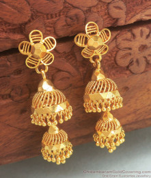 Gorgeous Double Layer Gold Jhumkas Bridal Collection ER3174 Gorgeous Double Layer Gold Jhumkas Bridal Collection ER3174