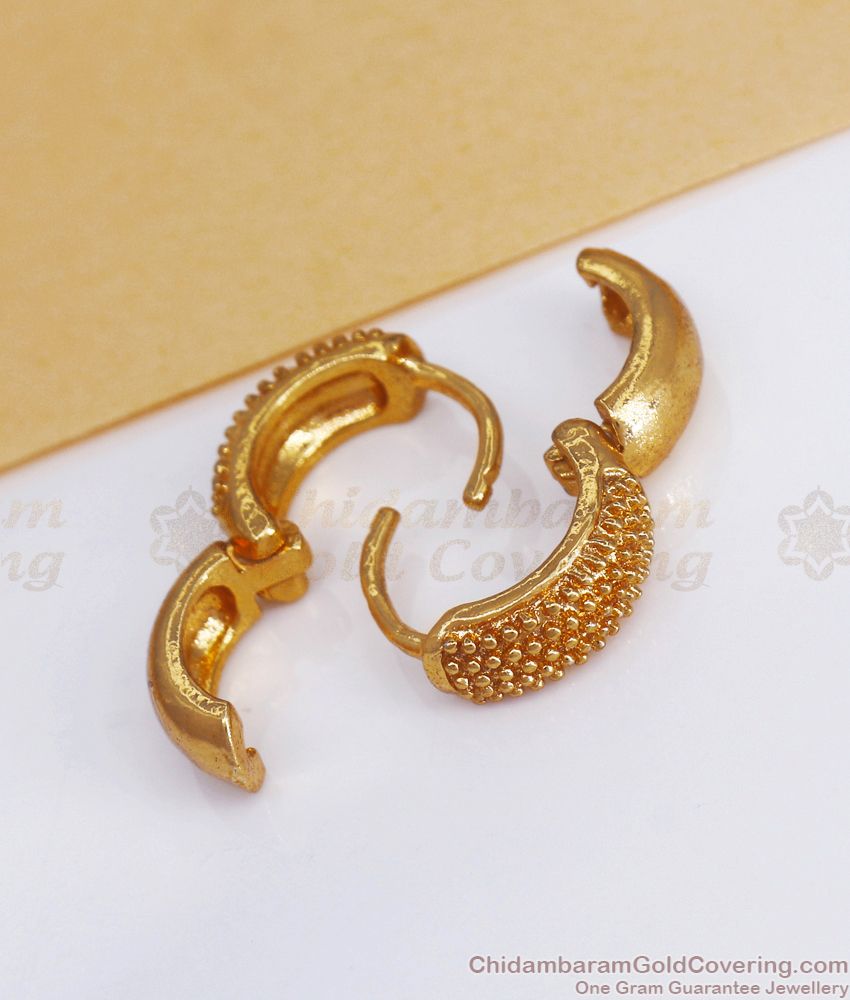 Pretty Daily Wear Gold Hoop Earring Dotted Pattern ER3187