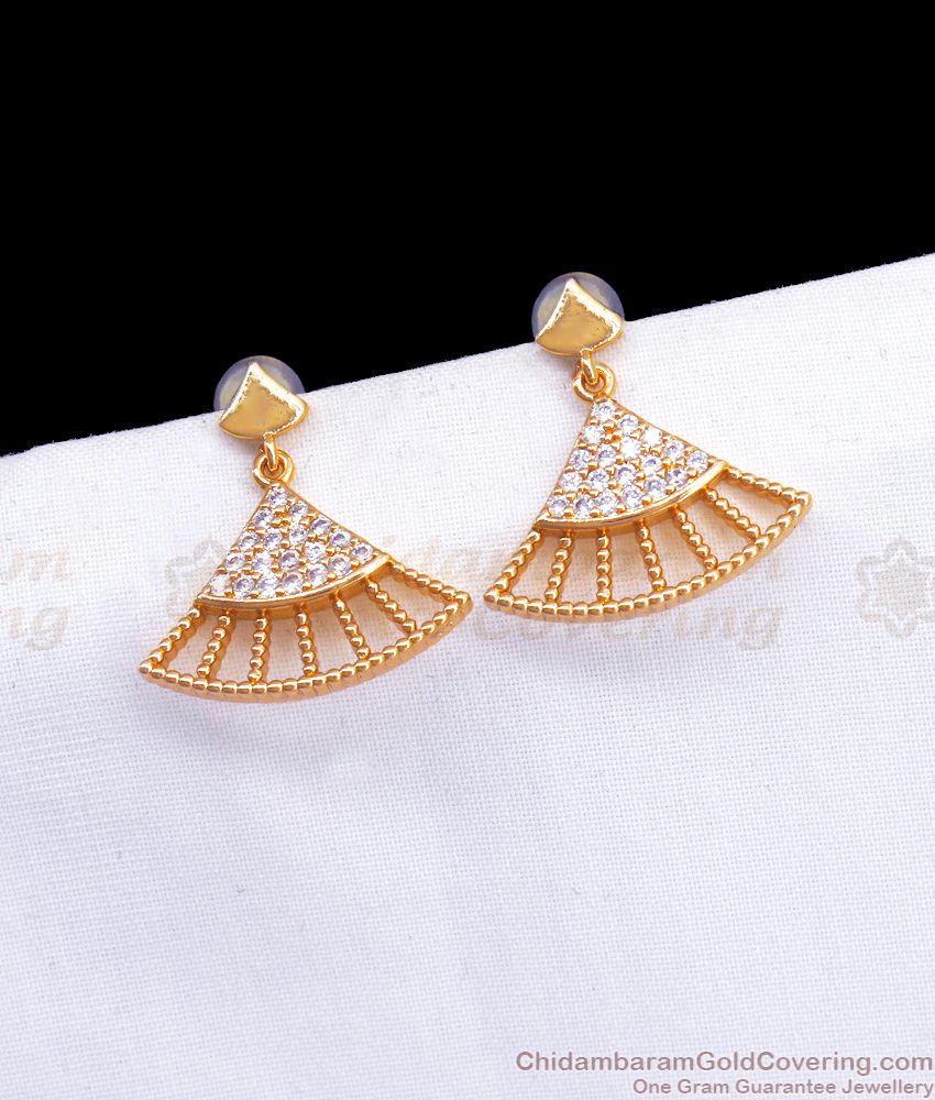 Pure Rose Gold Plated Dangler Earring White Cz Stone ER3192