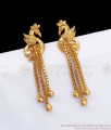 Peacock Design Plain Gold Dangler Earring Traditional Wear ER3194