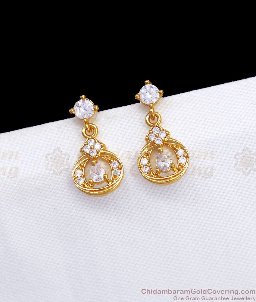 Gold Plated Dangler White stone Earring Shop Online ER3195