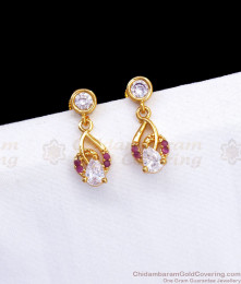 Last Gold Imitation Mini Dangler Earring Cz Stone ER3196 Last Gold Imitation Mini Dangler Earring Cz Stone ER3196