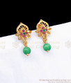New Gold Plated Stud earring With Green Pearls ER3197
