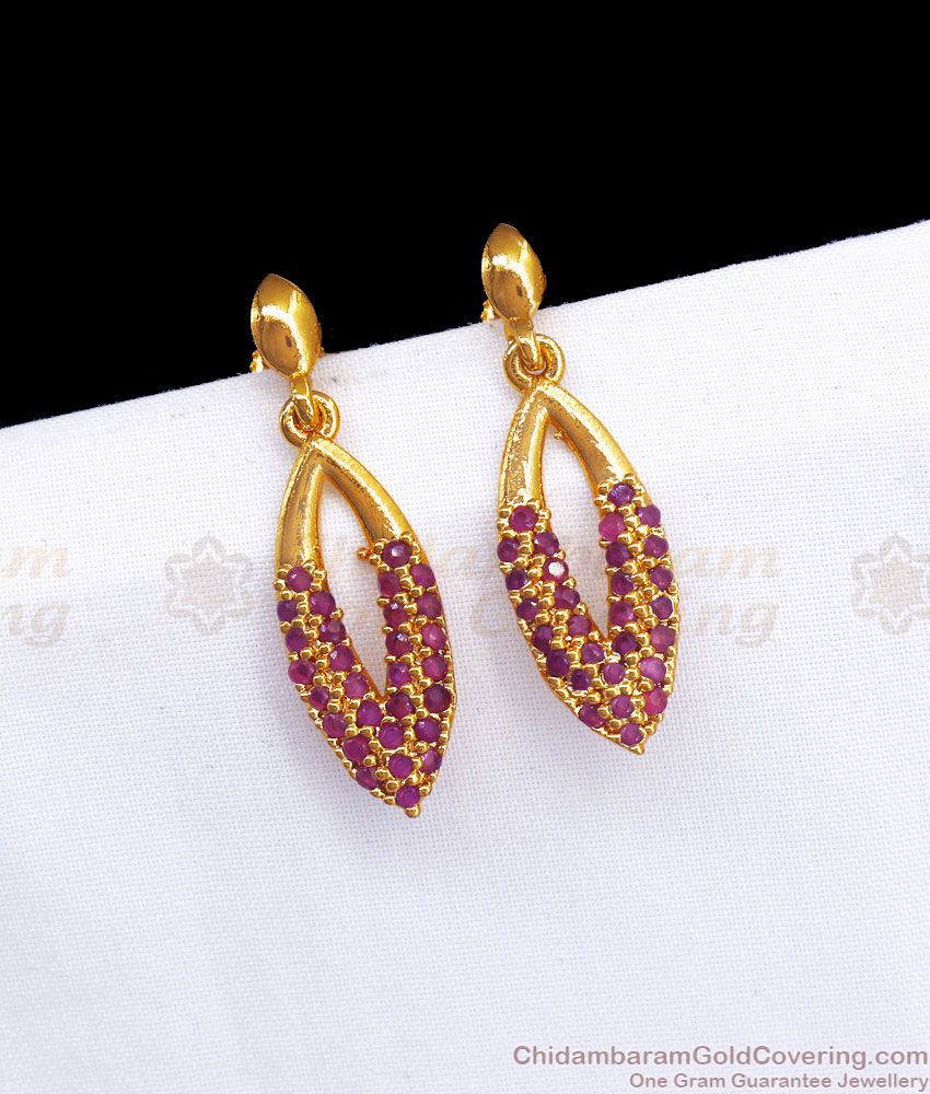 Gorgeous Ruby Stone Gold Danglers Shop Online ER3198