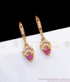 One Gram Gold Hoop Earring Ruby White Stone ER3199