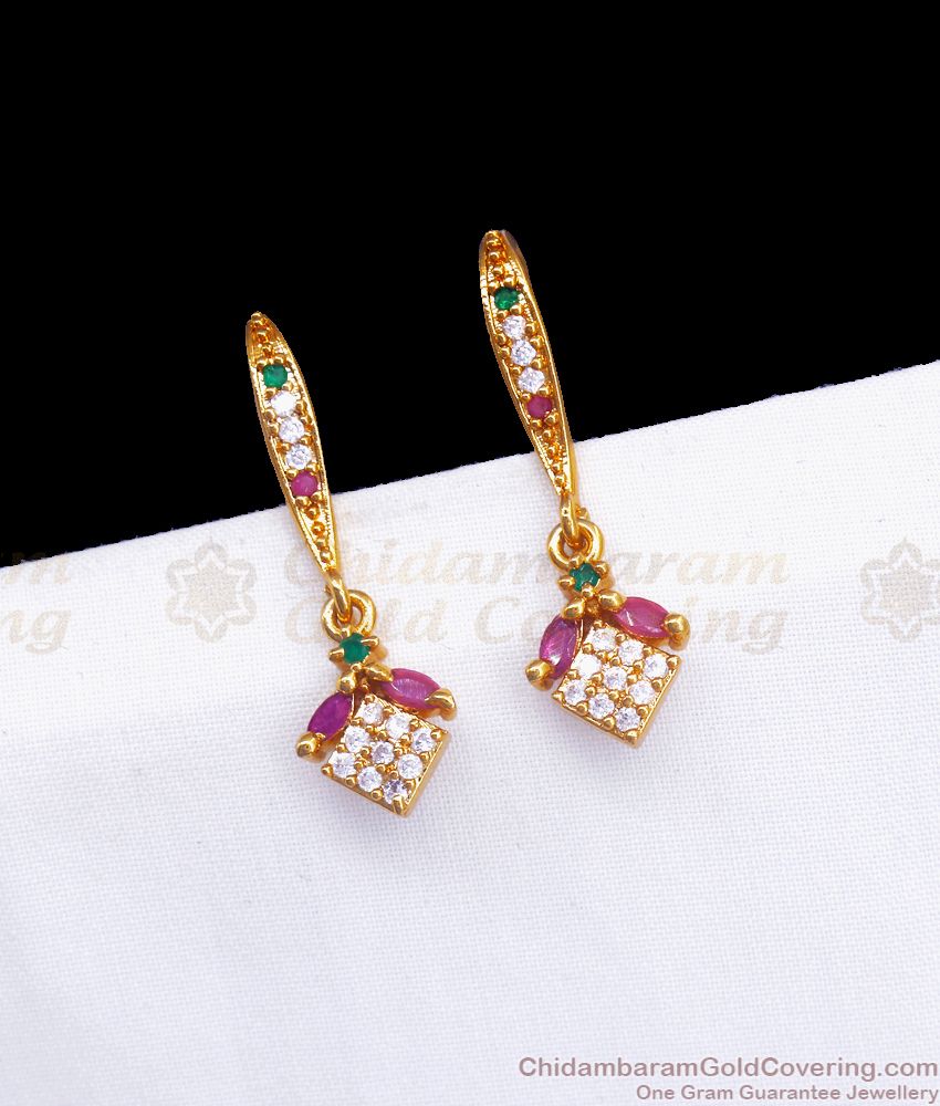 Stylish Gold Plated Hoop Earring Multi Stone ER3201