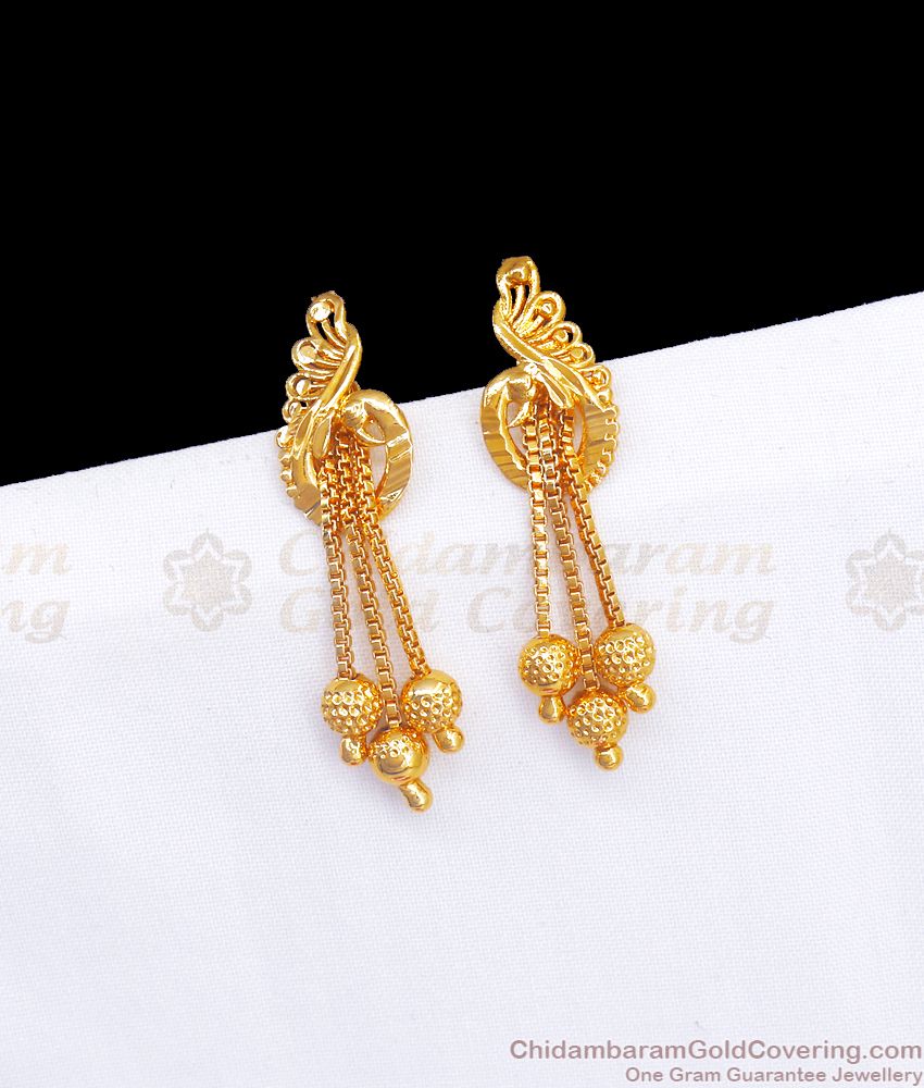 One Gram Gold Dangler Earring Peacock Design ER3207