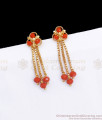 Red Coral Stone Dangler Earring Gold imitation Jewelry ER3209