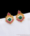 Gold Tone Palakka Green Stud Screw Back Earring ER3213