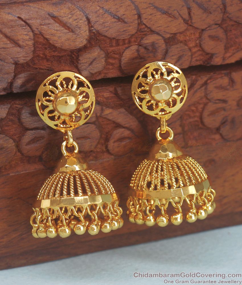 Latest Plain Net Pattern Gold Jhumki Earring For Women ER3227