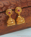 Cute Floral Design Gold Imitation Jhumki Ruby Stone ER3230