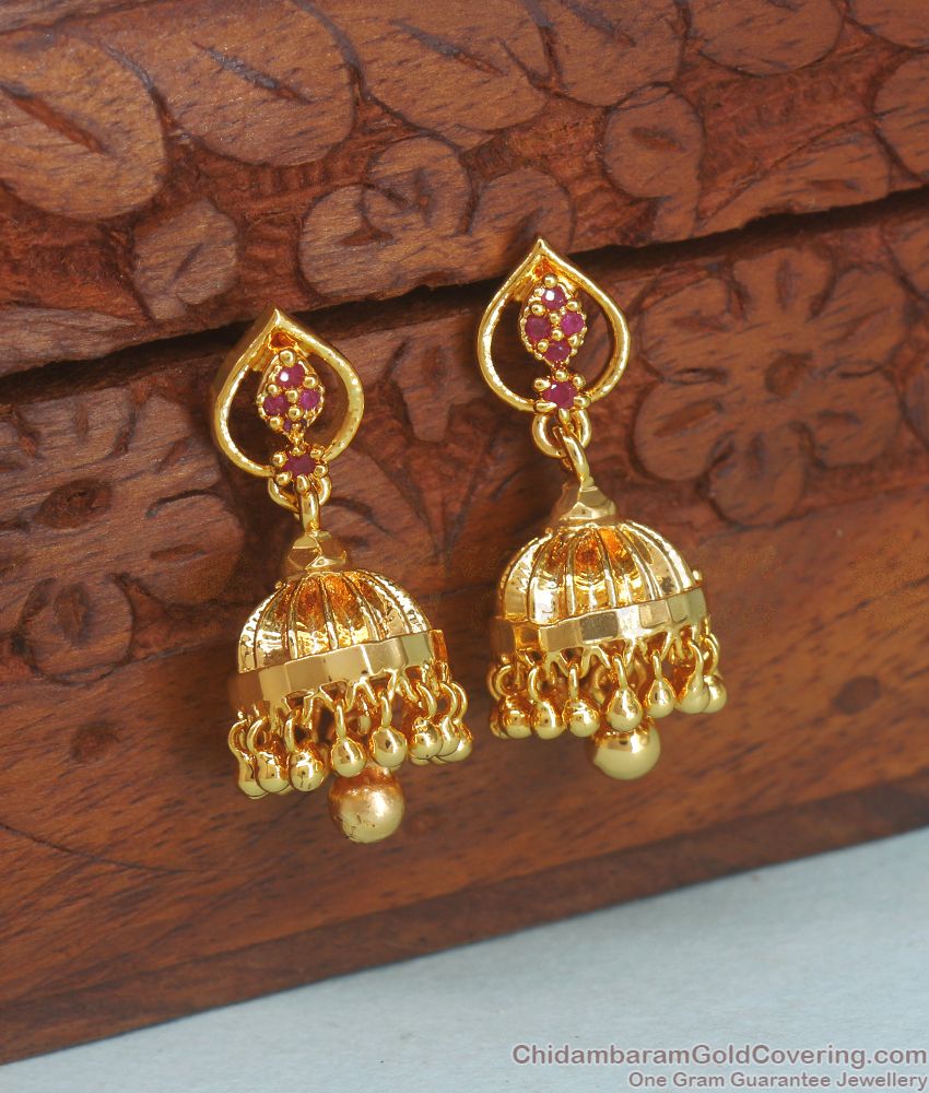 Pure Gold Tone Jhumki Earring Traditional Collection ER3232