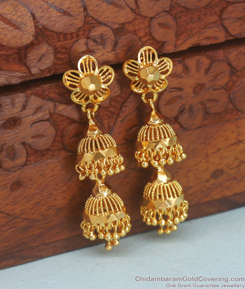 Beautiful Gold Plated Two Layer Long Jhumki Shop Online ER3237