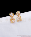 Box Shape Impon Stud White Gati Stone Earring ER3251