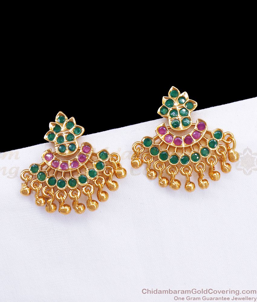 Attractive Ruby Green Stone Impon Dangler Earring Bridal Wear ER3257