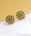 Pure Impon 5 Metal Stud Earring Ruby Green Stone Shop Online ER3264