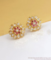 Beautiful 5 Metal Stud Earring Ruby White Gati Stone ER3266