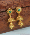 1 Gram Gold Adukku Jhumki Emerald Stone For Women ER3270