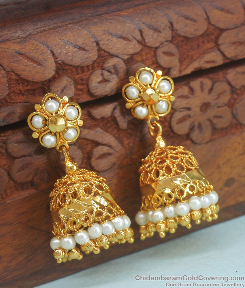 White Pearl Gold Jhumki Imitation Earring For Women ER3277