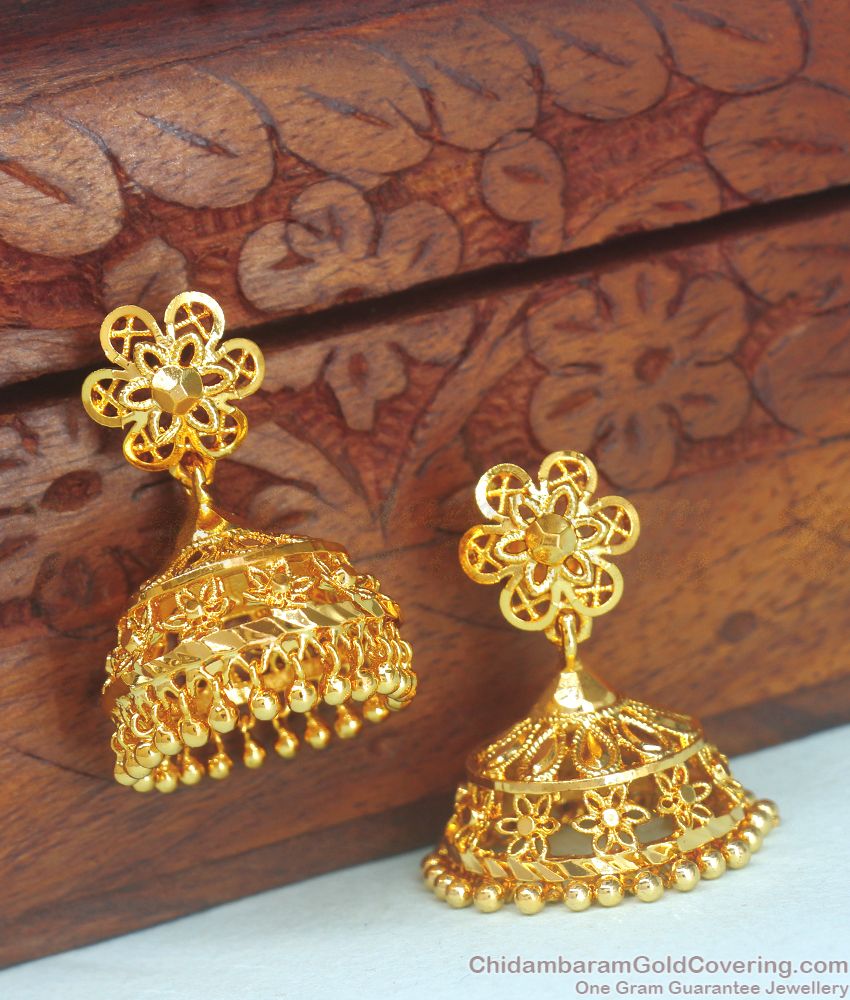 Gorgeous Gold Imitation Jhumki Earring Floral Design ER3288