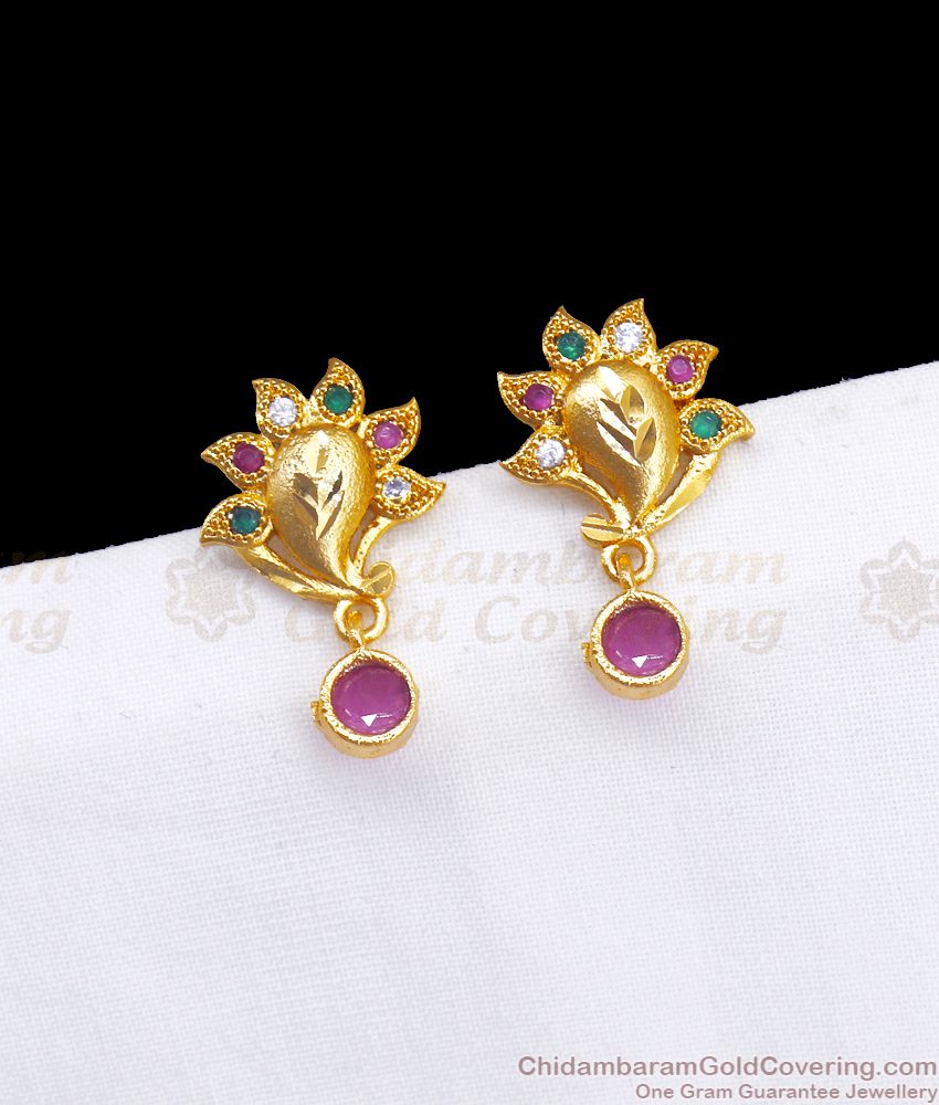 Beautiful Two Gram Gold Stud Cz Stone ER3309