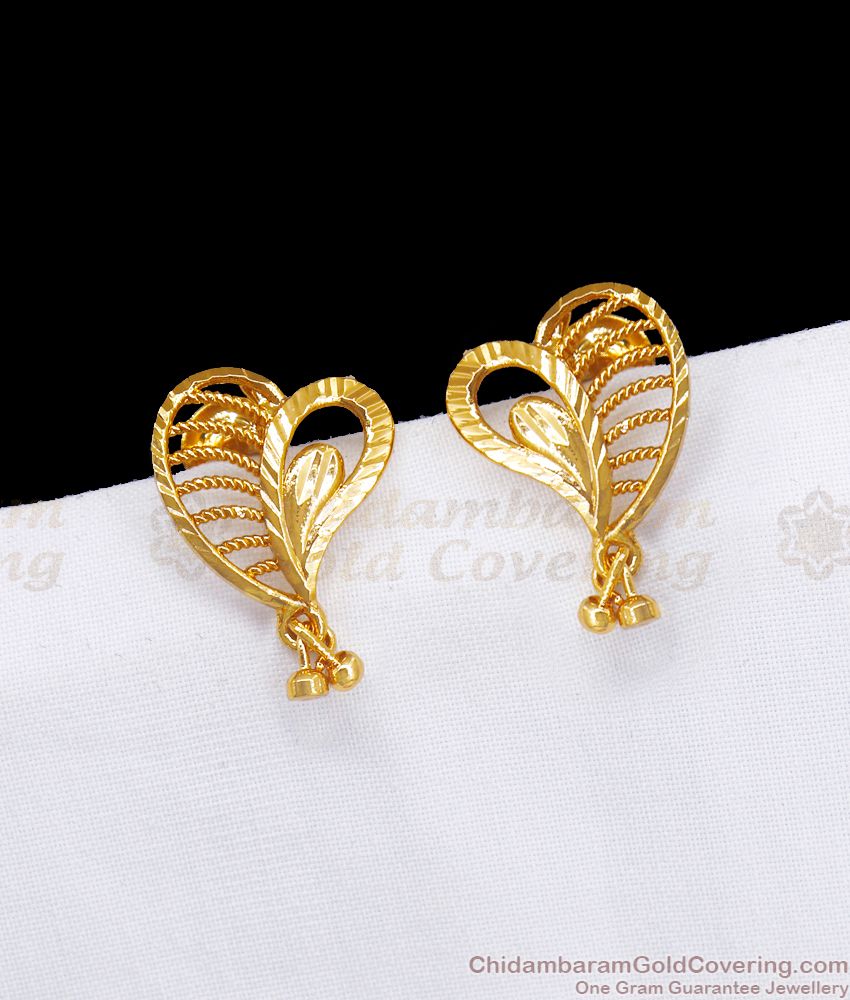 One Gram Gold Stud Earring Heart Design ER3312