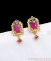 Big Ruby Stone Gold Plated Stud Earring Online Jewelry ER3315