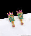 Beautiful Gold Plated Stud Leaf Pattern Ruby Green Stone ER3317 Beautiful Gold Plated Stud Leaf Pattern Ruby Green Stone ER3317