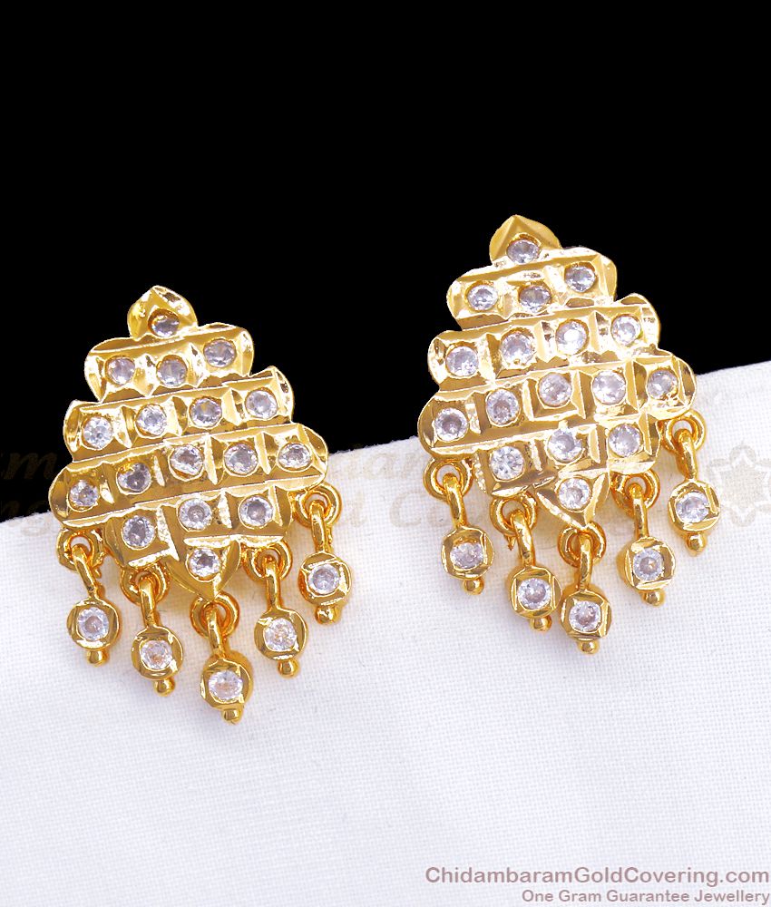 Adukku Design Panchaloga Impon Stud Earring White Stone ER3318