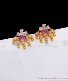 AD Stone Gold Stud Earring Hanging Beads ER3332 AD Stone Gold Stud Earring Hanging Beads ER3332