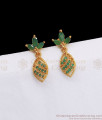 Green Stone Leaf Design Gold Plated Stud Earring Collection ER3334