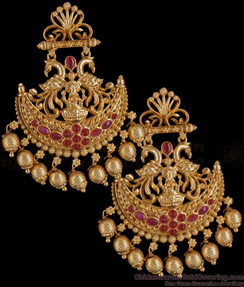 Premium Quality Antique Earring With Ruby Kemp Stone ER3355