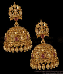 Premium Antique Jhumkas Earring With Ruby Kemp Stone ER3362 Premium Antique Jhumkas Earring With Ruby Kemp Stone ER3362