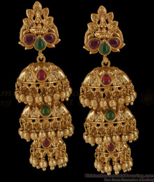 Premium Antique Jhumkas Earring 3 Layer Design ER3364 Premium Antique Jhumkas Earring 3 Layer Design ER3364