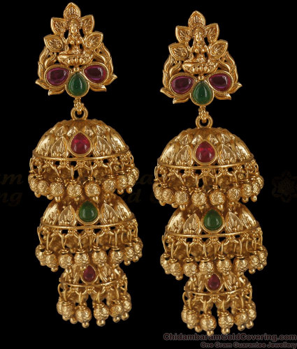 Three layer deals jhumka in gold