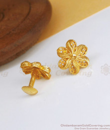 Two Gram Gold Earring Forming 6 Petal Flower Stud Design ER3367 Two Gram Gold Earring Forming 6 Petal Flower Stud Design ER3367