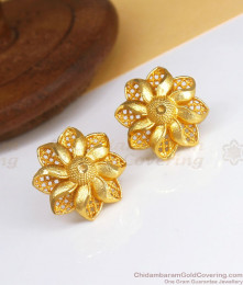 Two Gram Gold Stud Forming Earring Floral Design Shop Online ER3374 Two Gram Gold Stud Forming Earring Floral Design Shop Online ER3374