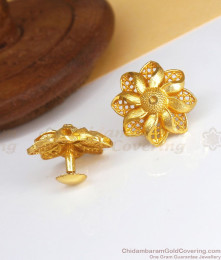 Two Gram Gold Stud Forming Earring Floral Design Shop Online ER3374 Two Gram Gold Stud Forming Earring Floral Design Shop Online ER3374
